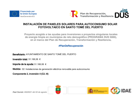 Imagen Instalación de generación eléctrica renovable para autoconsumo en Santo Tomé del Puerto